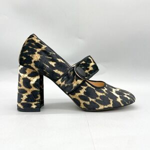 Tuckernuck Womens 9 Ellie Mary Jane Shoes Leopard Print Velvet Block Heel Pumps